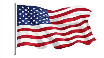 Fototapeta premium A vibrant American flag with realistic waves and clear details, designed as a PNG with transparency for banners, posters, and web use.