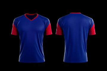 blue and red jersey template for team clubs, jersey sport, front and back, Tshirt mockup sports jersey template design for football soccer, racing, gaming, sports jersey