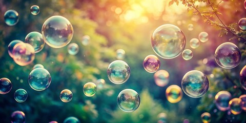 Vintage Watercolor Soap Bubbles Pattern: Retro Bubble Background Design