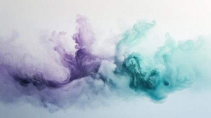 Abstract Purple and Teal Ink Cloud Swirls