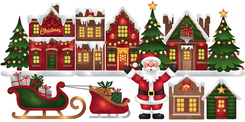 A Christmas Village isolated on a white background