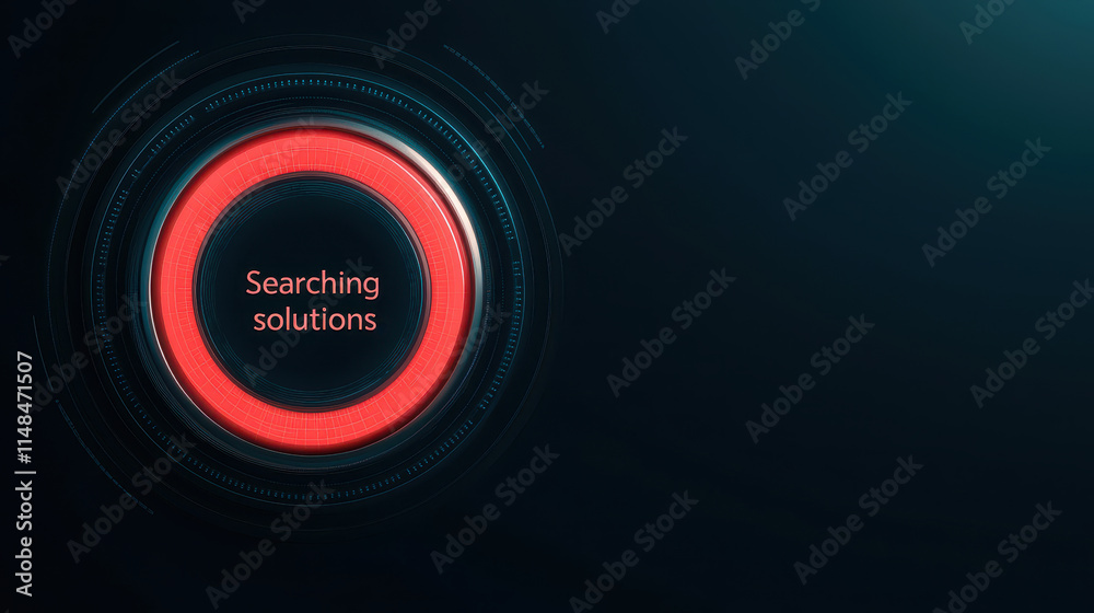 Poster figure it out concept, digital interface with spinning loading icon for searching solutions in a mod