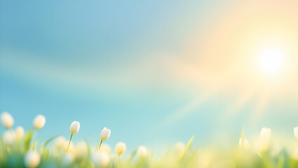  A Vibrant and Serene Spring Sky Background with Soft Clouds and Bright Blue Skies