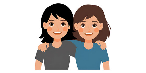 A cutout png design asset of friends isolated on a white background