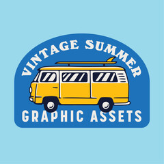 Vintage Summer Van Life Badge Design