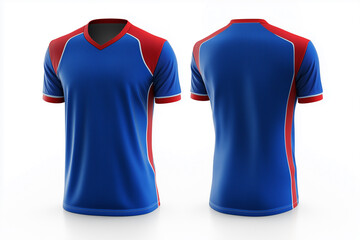 blue and red jersey template for team clubs, jersey sport, front and back, Tshirt mockup sports jersey template design for football soccer, racing, gaming, sports jersey