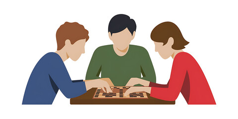 Fototapeta premium A cutout png design asset of a group of people playing board games