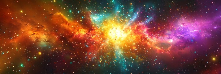 Fototapeta premium Cosmic,explosion,vibrant,colors,glowing,particles,science,fiction,covers,