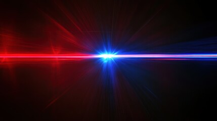 Fototapeta premium Clash of Lights: A mesmerizing digital artwork showcasing a vibrant collision of red and blue light beams, creating a striking visual spectacle of energy and intensity.