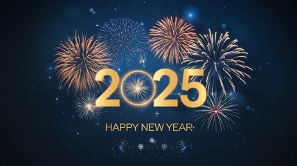 2025 Happy New Year blue background, 2025, blue, fireworks, new year, blue background, illustration, christmas