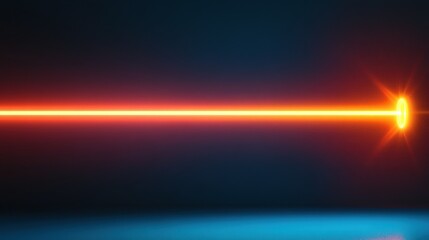 Abstract Neon Laser Beam: Glowing Orange Line Across Dark Blue Background