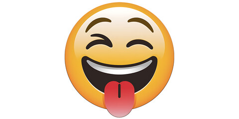 A laughing emoji with its tongue out