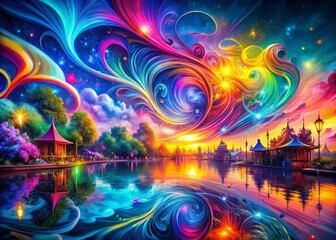 Obraz premium Abstract Generative AI Background: Double Exposure Effect in Vibrant Hues