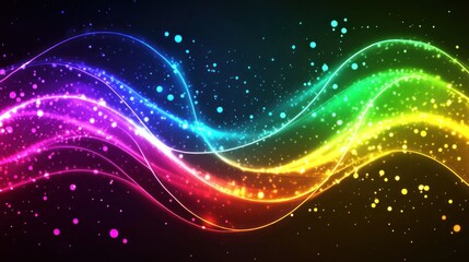 Obraz premium Rainbow Light Waves Sparkle Abstract Background