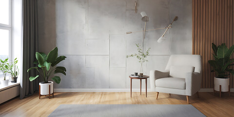  of a minimalist loft interior design of a modern living room