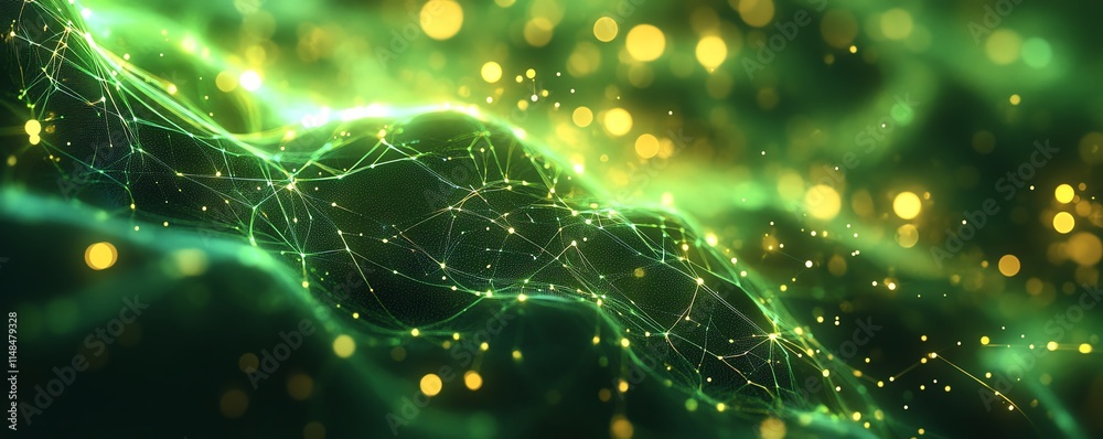 Poster neuronal network and artificial intelligence circuits, digital brain with glowing connections, neura