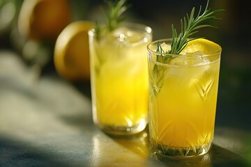 Fototapeta premium Lime Lemonade with rosemary and ice