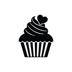 cupcake with cherry silhouette icon vector illustration