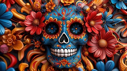 Fototapeta premium Colorful Mexican Sugar Skull Art for Celebrations
