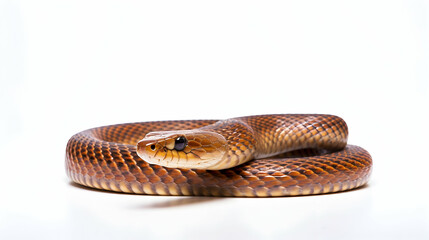 Obraz premium Close-up of a Brown Snake against a white background.