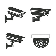 Minimal Security CC Camera set silhouette Vector Design.