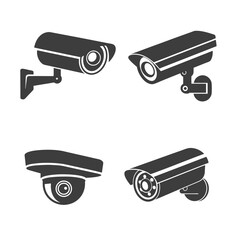 Minimal Security CC Camera set silhouette Vector Design.