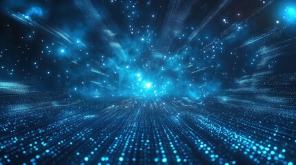 Abstract Blue Nebula: A Digital Space Odyssey