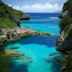 Blue Lagoon in painting technique