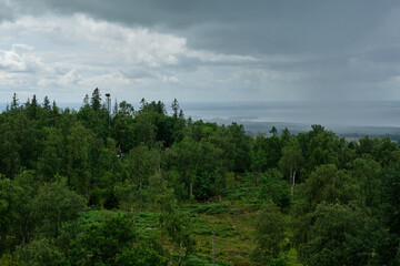 Trip to Kinnekulle in Sweden Skaraborg on a rainy summer day in July