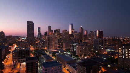 Obraz premium city skyline, urban landscape, skyscrapers, city lights, modern architecture