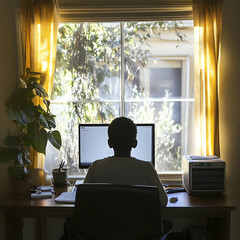 Fototapeta premium Home Office Desk Sunlight Illustration