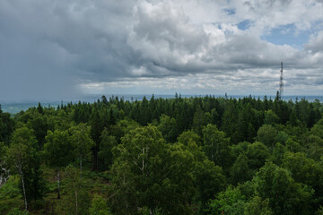 Trip to Kinnekulle in Sweden Skaraborg on a rainy summer day in July