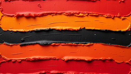 Abstract horizontal color layers in red, orange, and black
