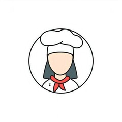 Obraz premium Minimalist vector illustration of a female chef, ideal for restaurant logos and cooking related visuals