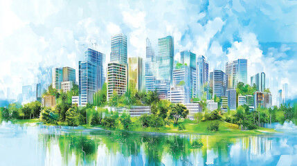 Fototapeta premium Implementing Smart City Initiatives to Integrate Water Conservation, Technology, and Sustainable Development in Urban Areas