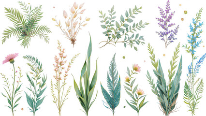 Botanical Illustrations Floral Elements Greenery Foliage Plants