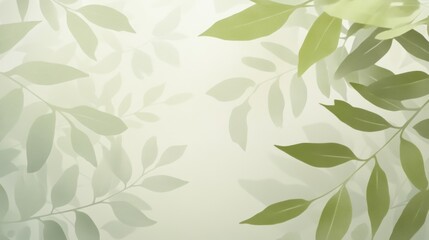 Delicate Green Leaves Pattern on Sheer Fabric
