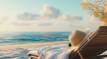 Obraz premium Beach Lounger Relaxation Tropical Summer Vacation Scene