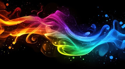 Rainbow Smoke Waves With Sparkling Lights