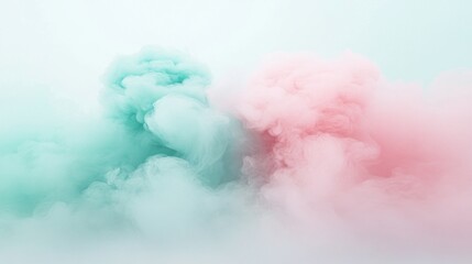 Fototapeta premium Abstract Pastel Clouds of Mint and Pink Hues