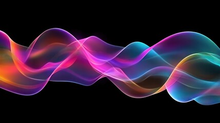 Abstract Colorful Waves Flowing Dark Background
