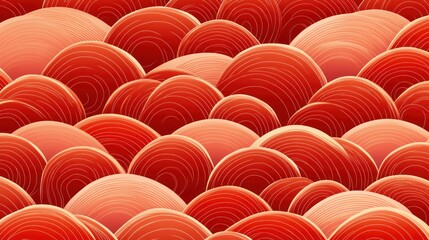 Obraz premium Modern red seigaiha vector with clean, minimalistic wave lines in a flat, uniform design for seamless repetition.