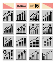 Fototapeta premium Customizable Increase Icon Set Vector Illustration