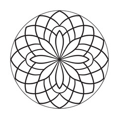 simple mandala flower vector illustration, line art, coloring page design