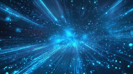 Fototapeta premium Abstract Blue Nebula: A Journey Through Cosmic Light