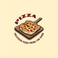 Vector logo in the form of a board with a pizza on it