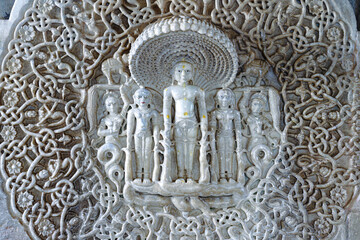 India. Rajasthan state. Ranakpur. Chaumukha Temple, also called the Ranakpur Temple dedicated to...
