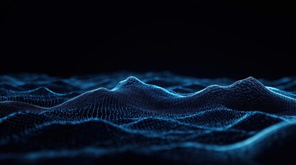Abstract digital terrain visualisation. Tech concept of radar mapping using data points, lines. Modern visualization of topography. Network connectivity. Futuristic innovation. Digital radar scan