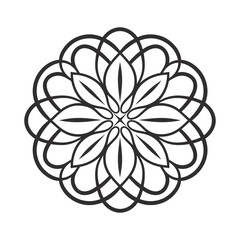 simple mandala flower vector illustration, line art, coloring page design