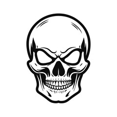  Black and white vector image of a human skull